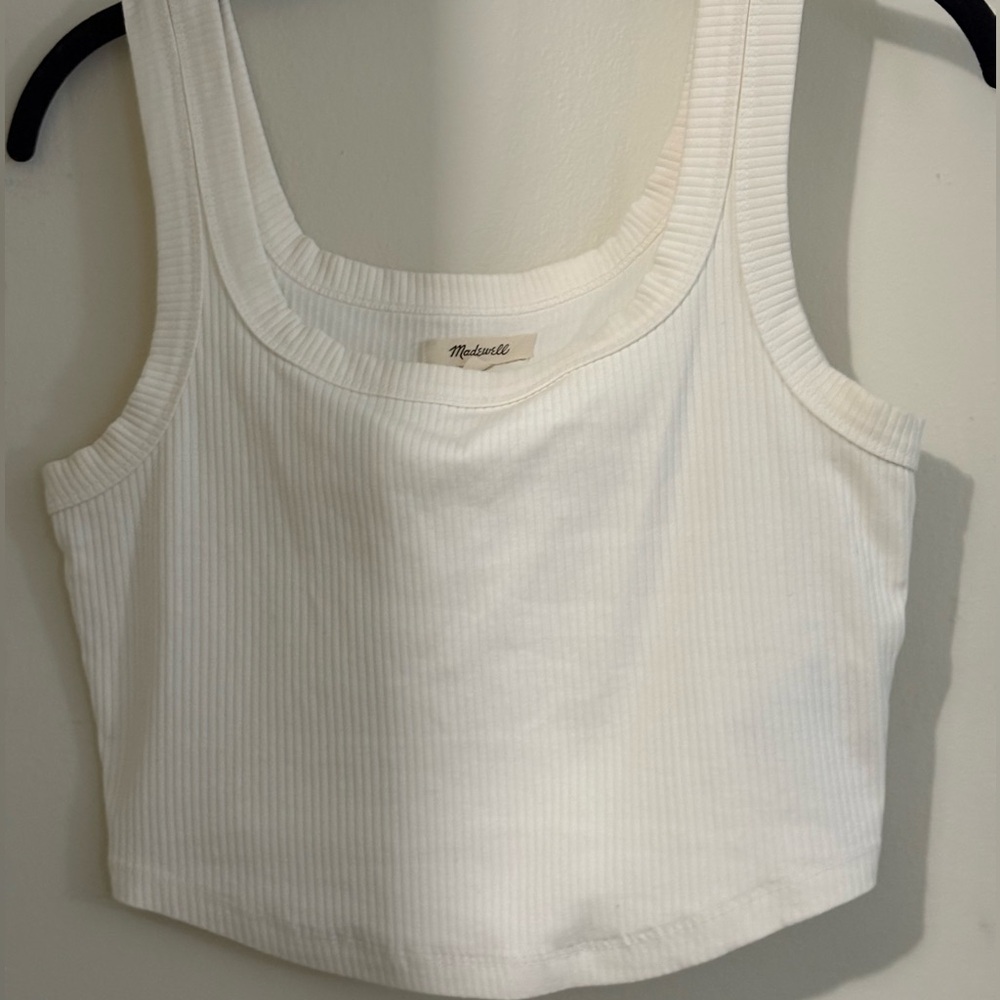 Madewell, white sleeveless crop top